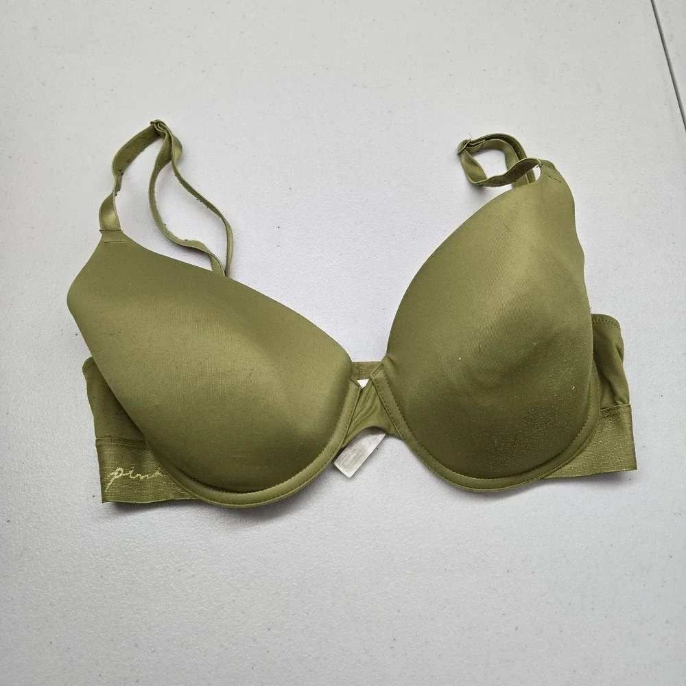 PINK Women Bra‎ 34DD Green T Shirt Underwired Convertible Adjustable Strap